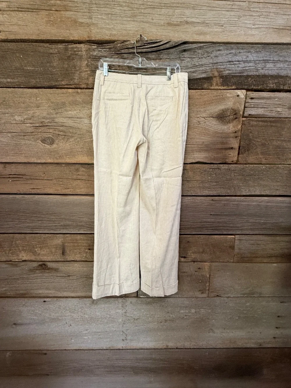 Banana Republic Jackson Fit linen pants, Cream with white pinstripes, Size 6